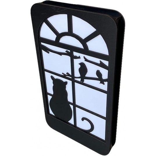 Led Işıklı Kedi Desenli Ahşap Dekor Led Işıklı Kedi Desenli Ahşap Dekor