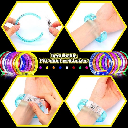 Led Işıklı Pilli Işıklı Rengarenk Kalın Bileklik Işıklı Bilezik Karışık Renk 1 Adet Led Işıklı Pilli Işıklı Rengarenk Kalın Bileklik Işıklı Bilezik Karışık Renk 1 Adet