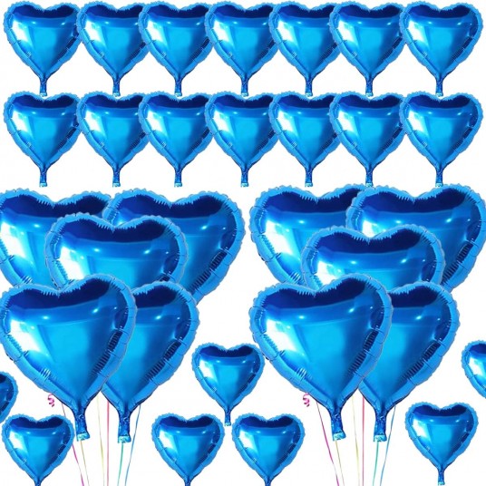 Metalize Parlak Mavi Kalp Şekilli Uçan Balon o 18 inç 45 cm 25 Adet Metalize Parlak Mavi Kalp Şekilli Uçan Balon o 18 inç 45 cm 25 Adet