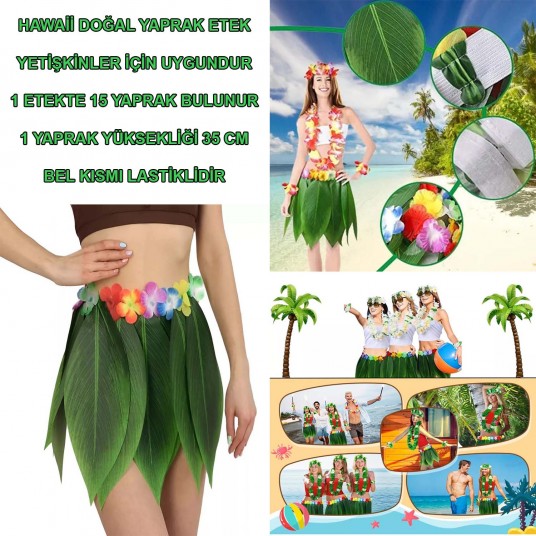 Tropikal Esintili Hawaii Yapraklı Parti Eteği Yetişkin Boy Tropikal Esintili Hawaii Yapraklı Parti Eteği Yetişkin Boy