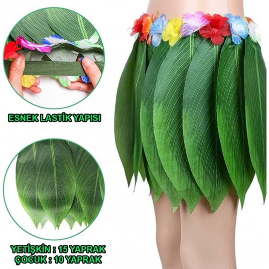 Tropikal Esintili Hawaii Yapraklı Parti Eteği Yetişkin Boy Tropikal Esintili Hawaii Yapraklı Parti Eteği Yetişkin Boy